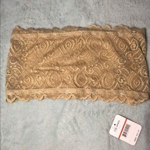 Tan lace cover up bra